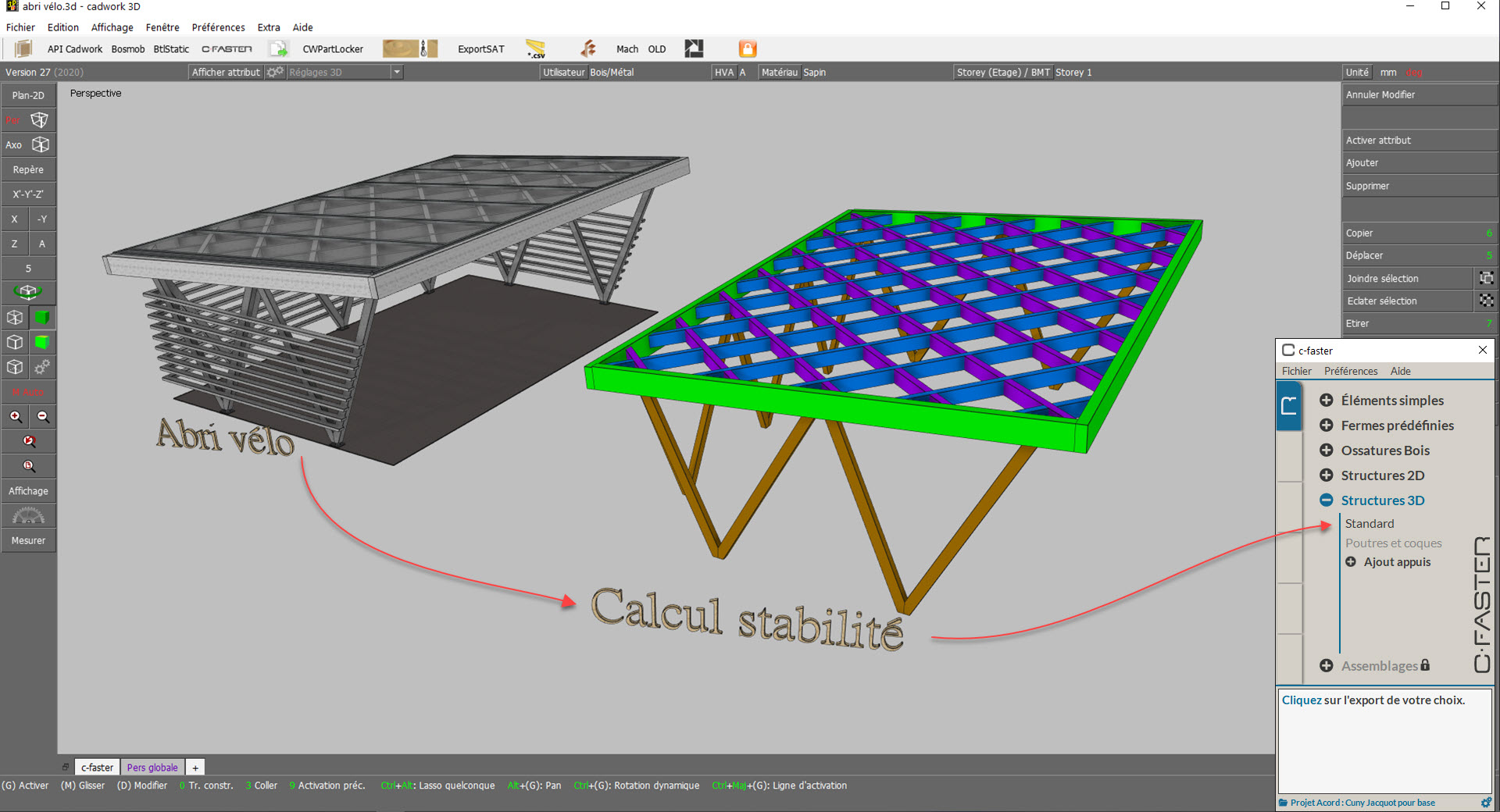 Calcul stabilité structure 3D